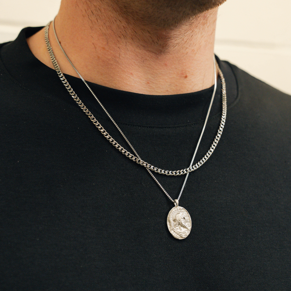 Silver Ares Greek God Pendant Necklace For Men - By Twistedpendant