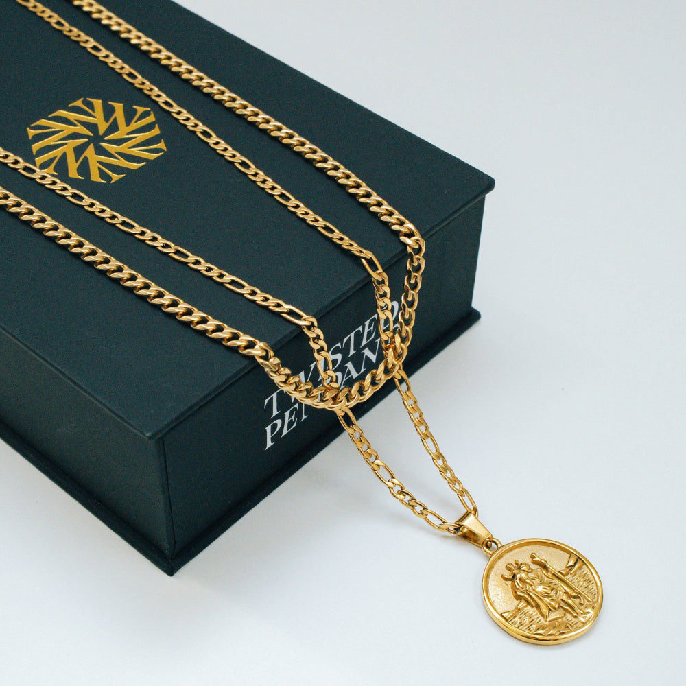 St Christopher Pendant Necklace Set - By Twistedpendant