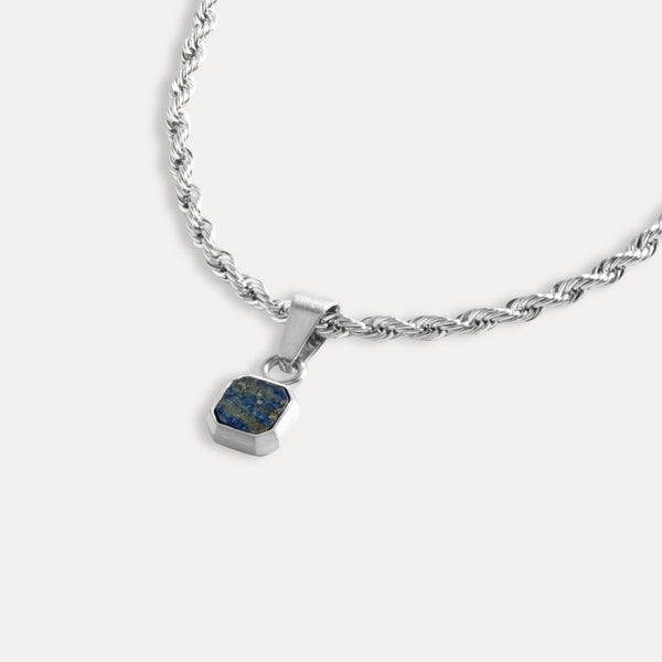 Mini Lapis Lazuli Pendant | Silver Necklace For Men - By Twistedpendant