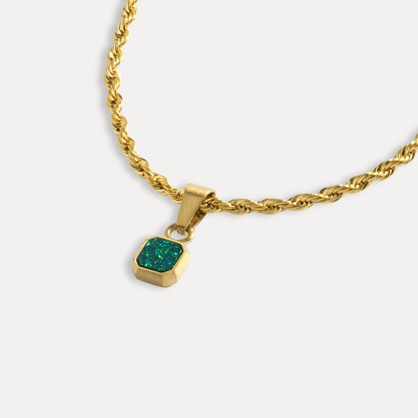 Mini Opal Pendant | Gold Opal Necklace For Men - By Twistedpendant