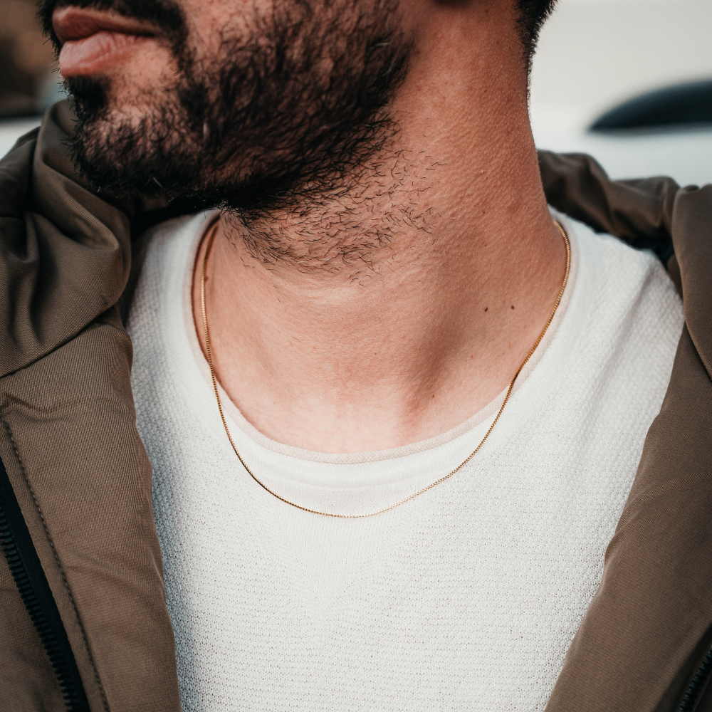 Thin Gold Box Chain For Men - By Twistedpendant