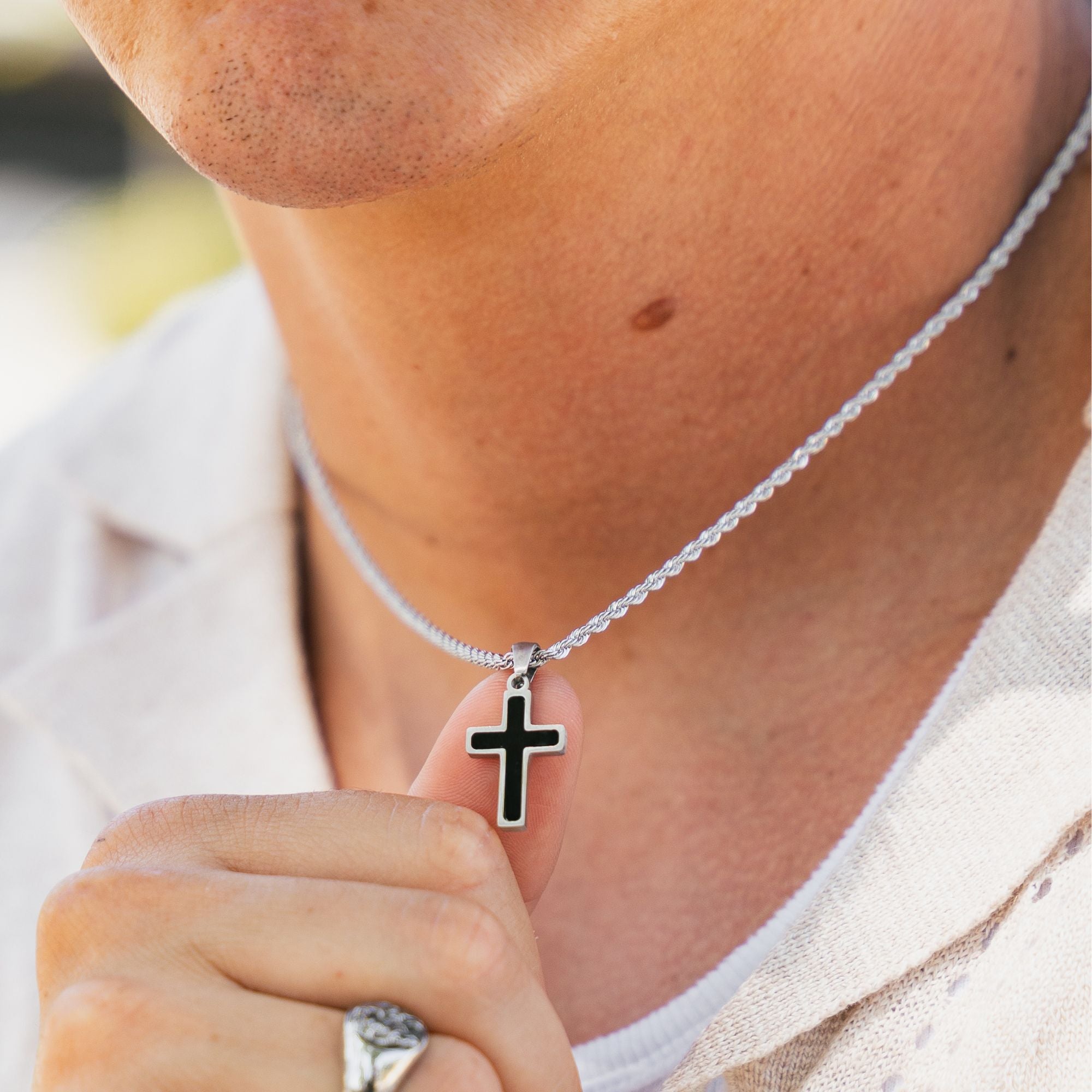 Onyx Cross - Silver