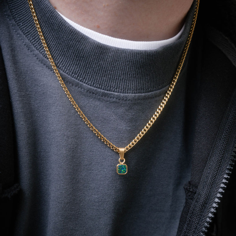 Mini Opal Pendant | Gold Opal Necklace For Men - By Twistedpendant
