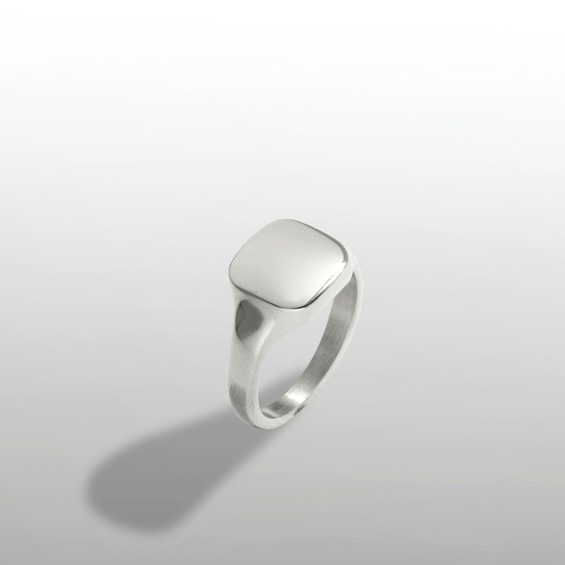 Square Smooth Signet Ring - Silver