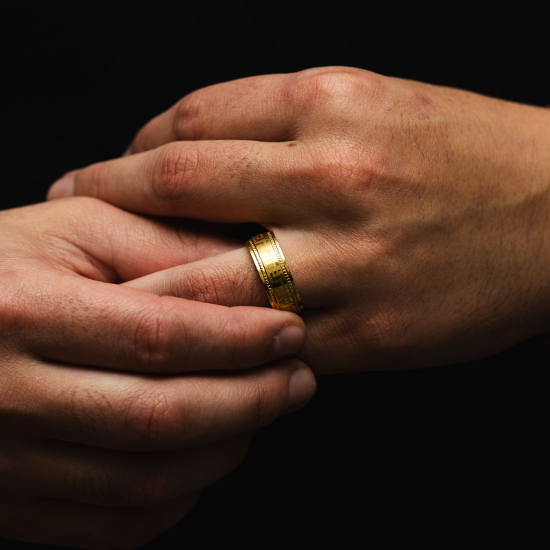 Mens gold greek key ring clearance