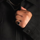 Mens Rings - Silver Square Onyx Signet Ring - By Twistedpendant