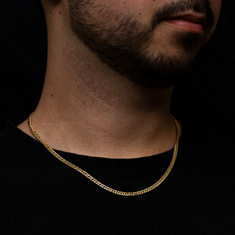 4mm Gold Double Curb Chain - Mens Gold Chain | By Twistedpendant