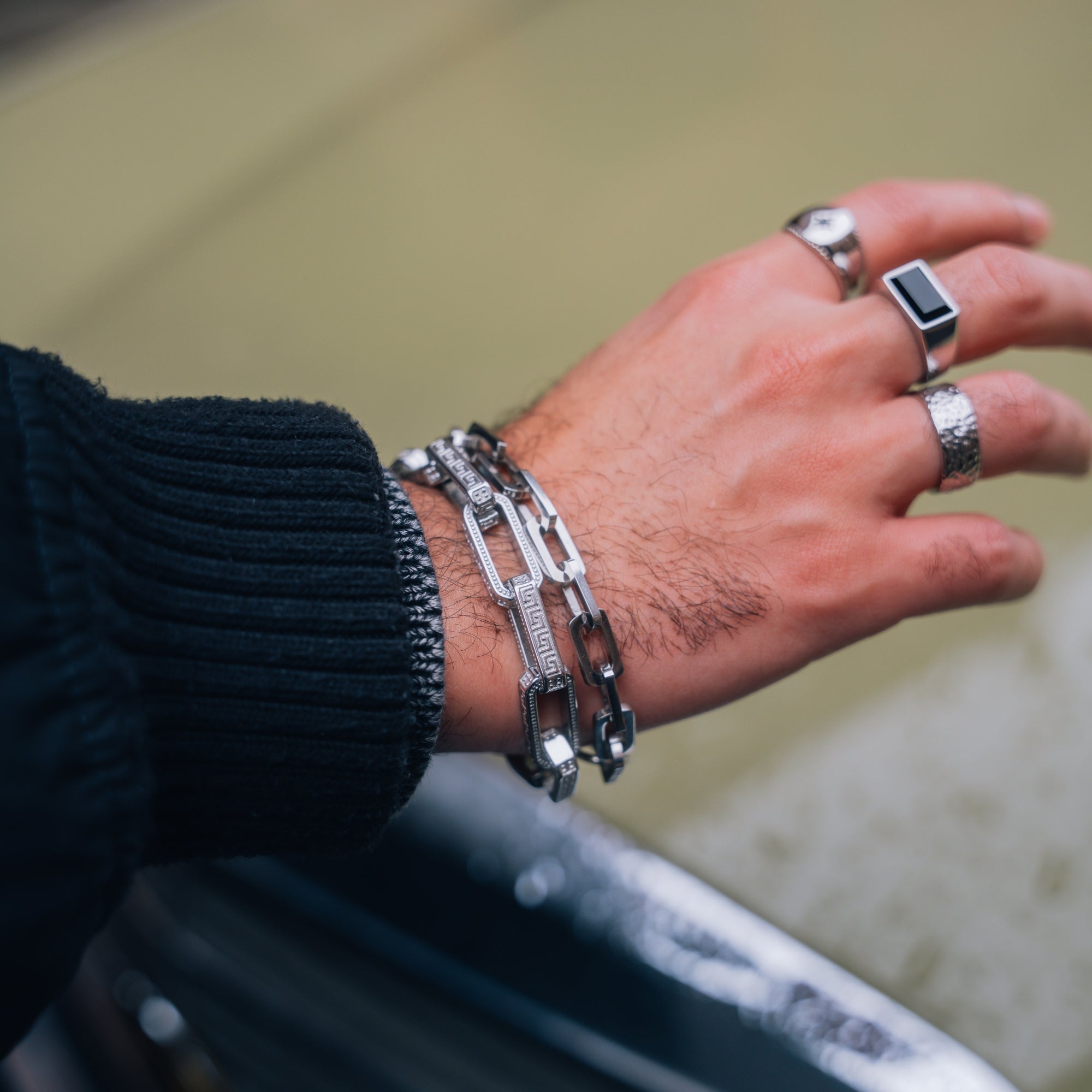 Greek Key Bracelet - Silver