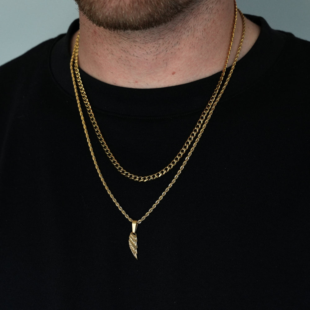 18K Gold Wing Pendant Necklace Set - By Twistedpendant
