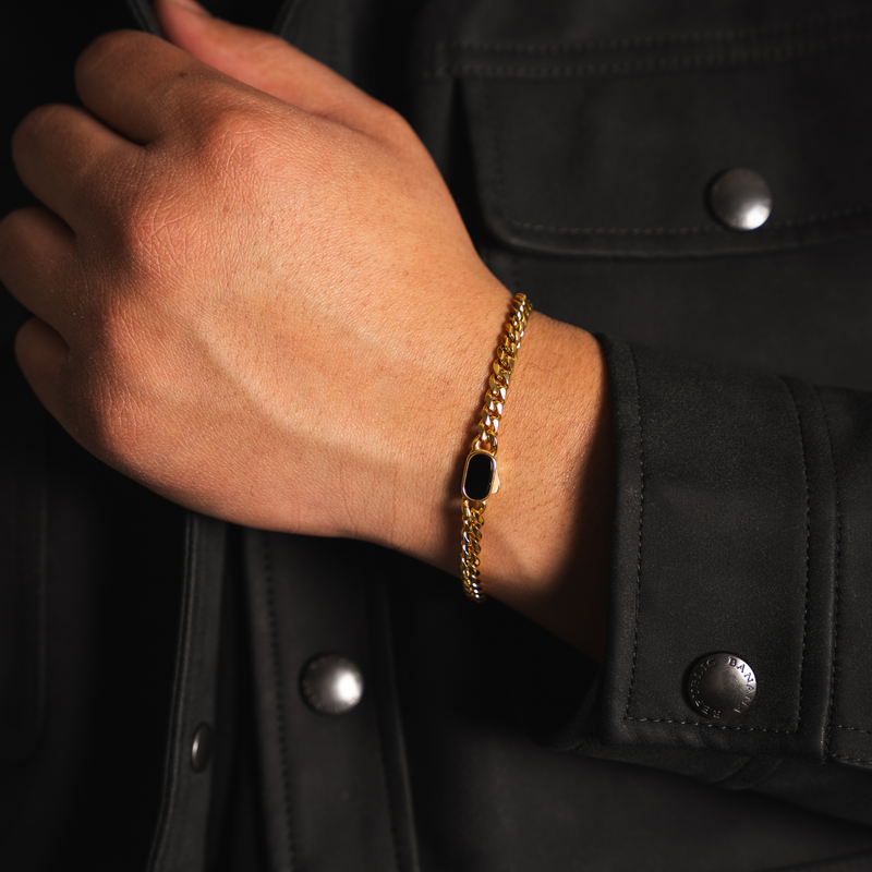 Men's Cuban Bracelet - Gold Onyx Bracelet For Men | Twistedpendant