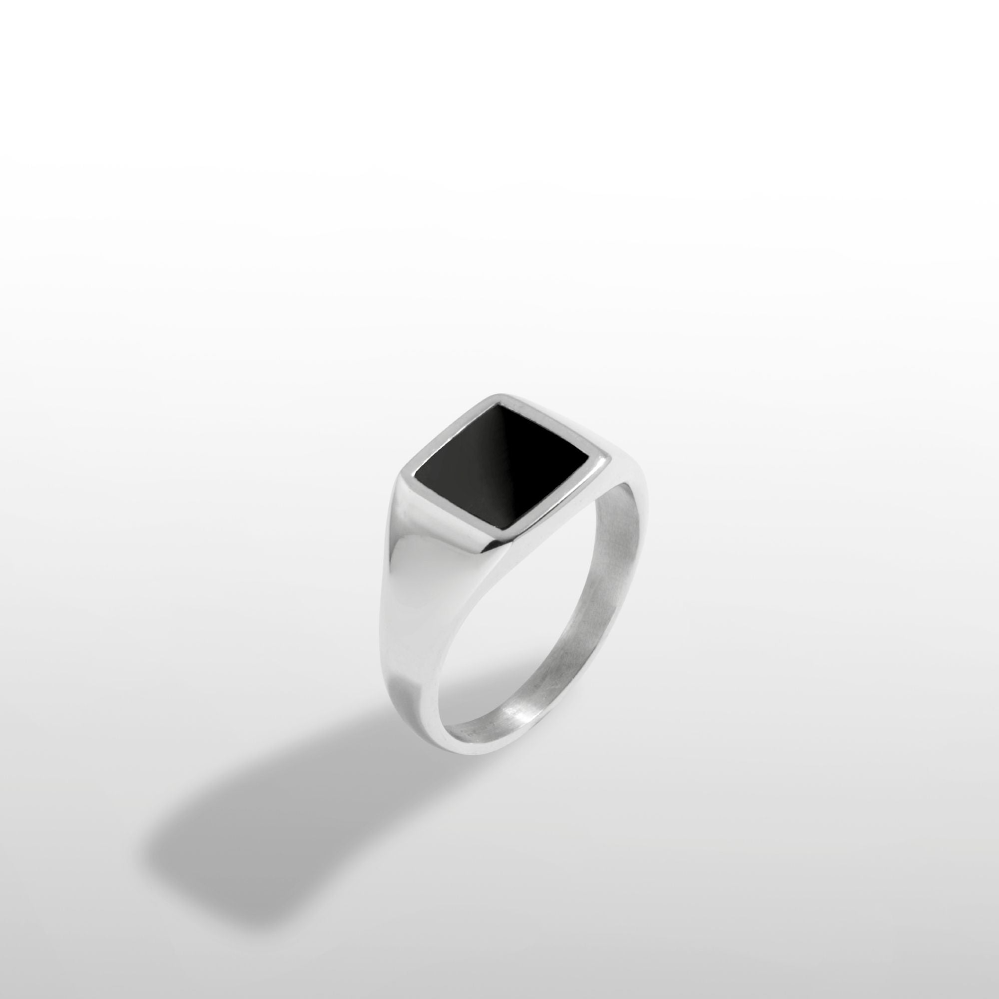Square Onyx Ring - Silver