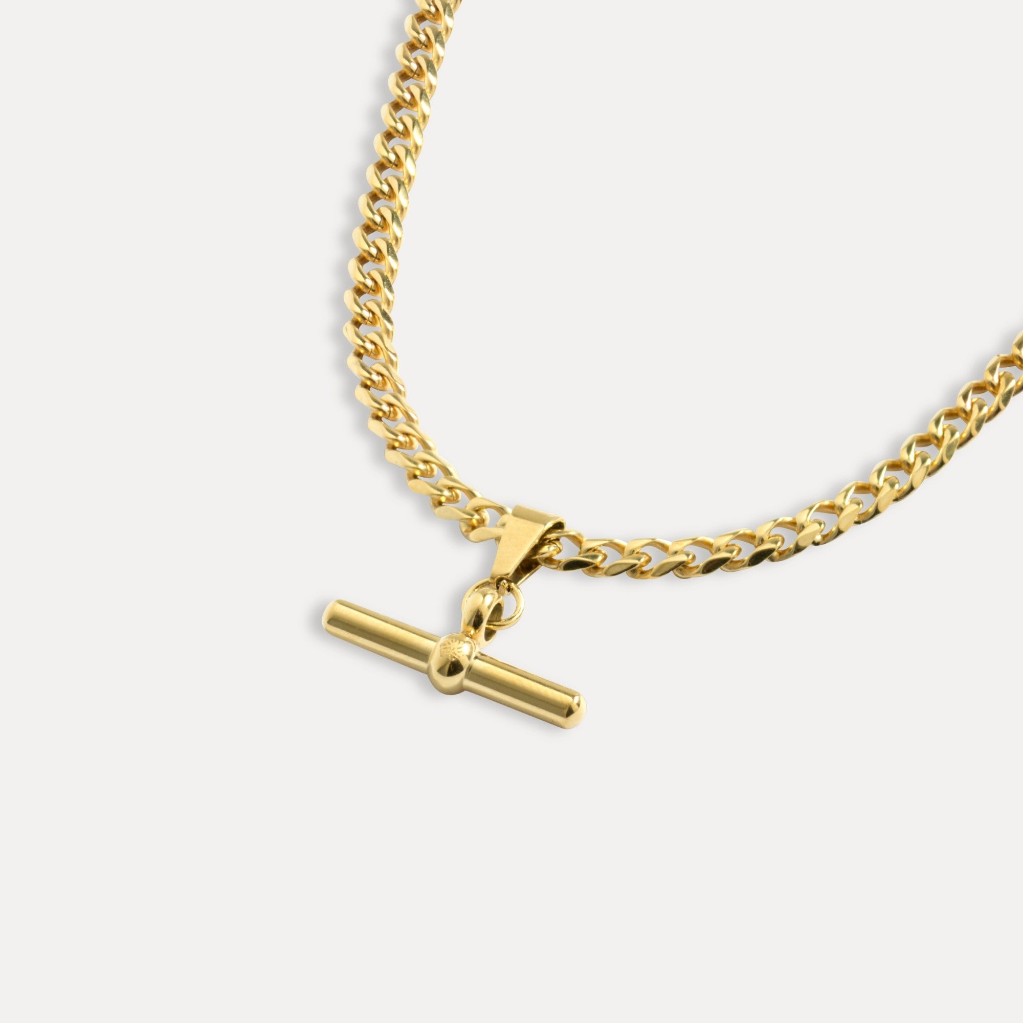 T-Bar Necklace - Gold T-Bar Pendant Necklace For Men By Twistedpendant