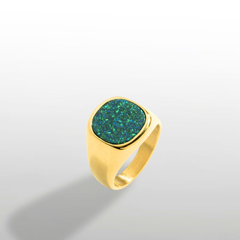 Large Opal Signet Ring - Gold