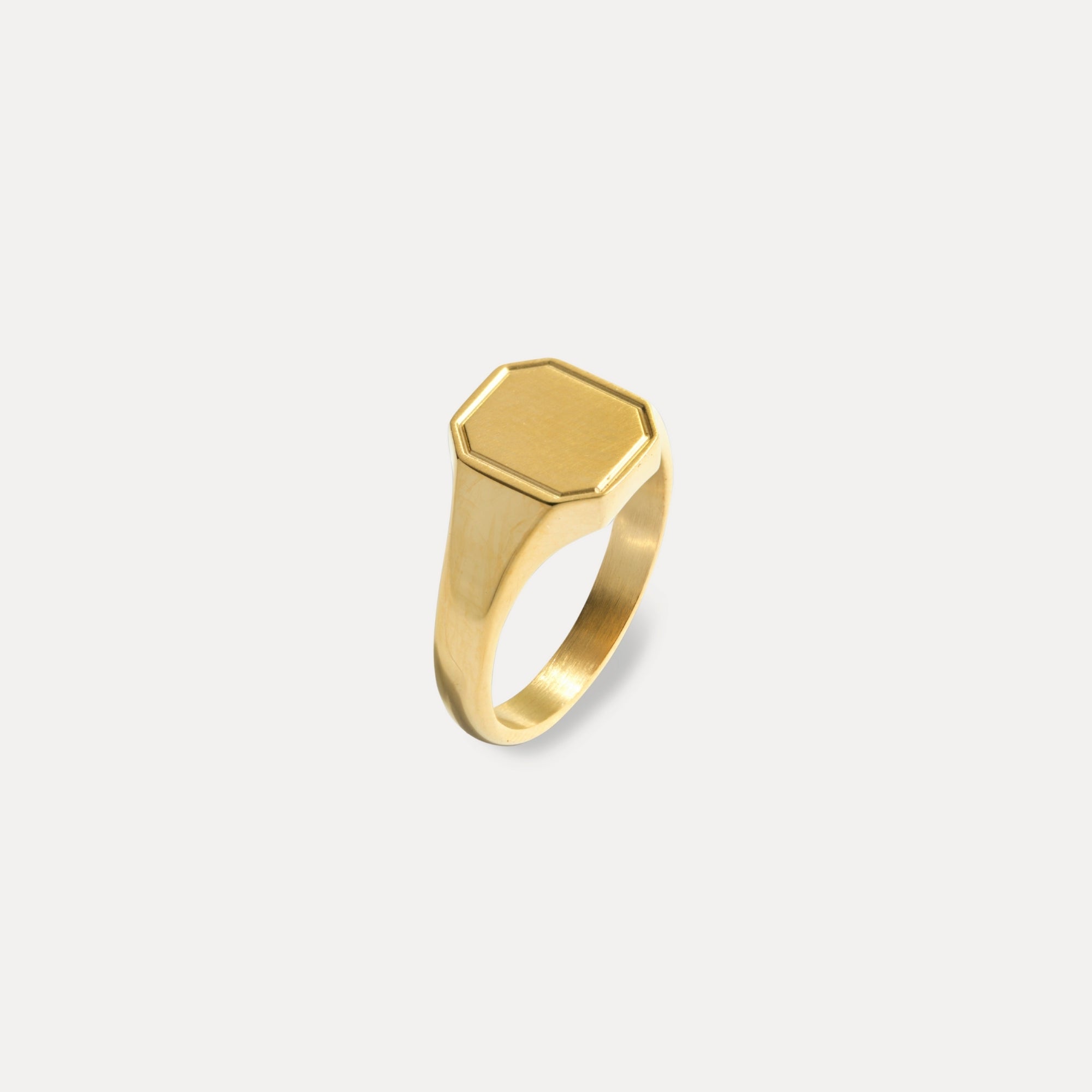 Horizon Ring - Matte 18K Gold Signet Ring For Men | By Twistedpendant