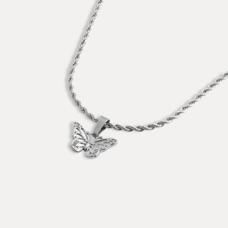 Silver Butterfly Pendant Necklace - Silver Necklace For Men By Twistedpendant