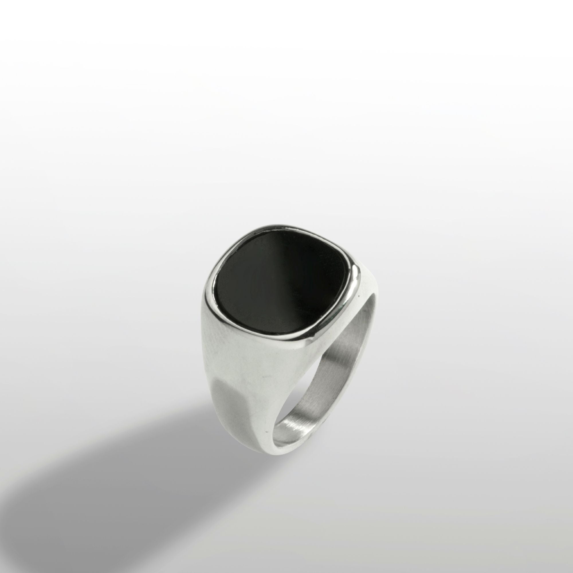 Large Black Onyx Signet Ring - Silver