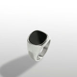 Large Black Onyx Signet Ring - Silver