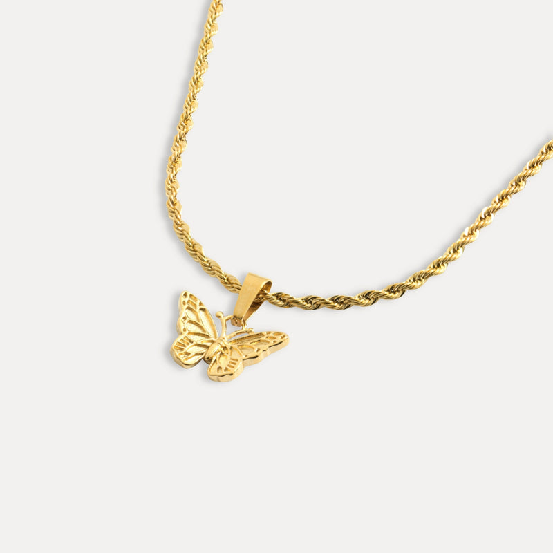 Gold Butterfly Pendant Necklace - Gold Necklace For Men By Twistedpendant