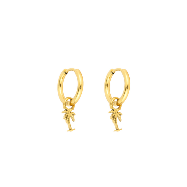 Gold Palm Tree Dangle Earring - Men's Gold Earring By Twistedpendant