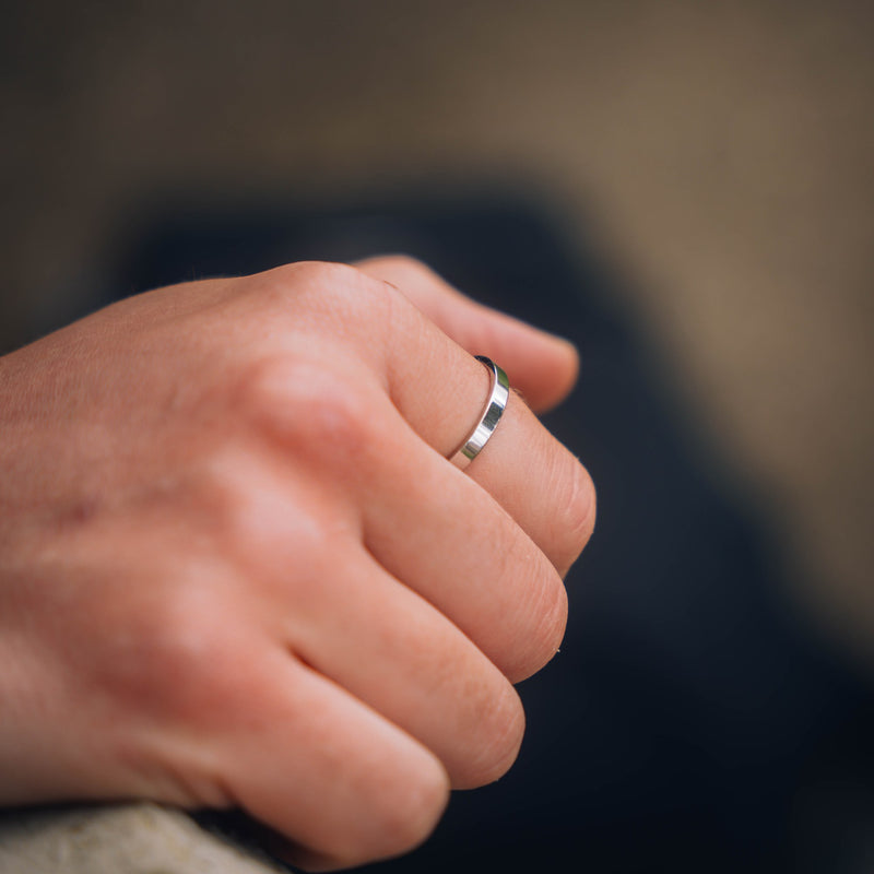 Silver Minimal Band Ring - Minimalist Styled Rings For Men | By Twistedpendant