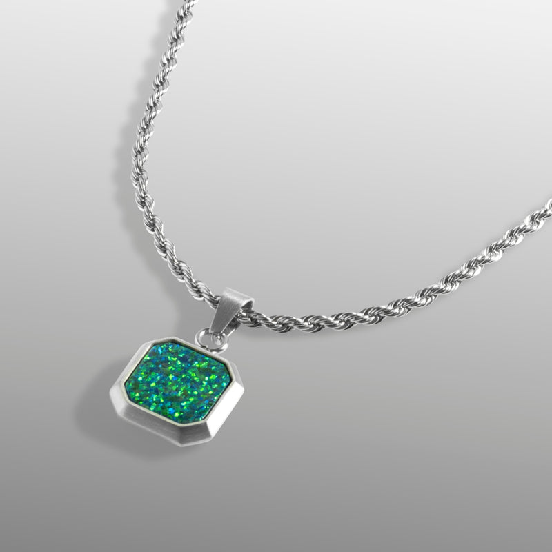 Mens Opal Necklace - Silver Pendant Necklace for Men | By Twistedpendant