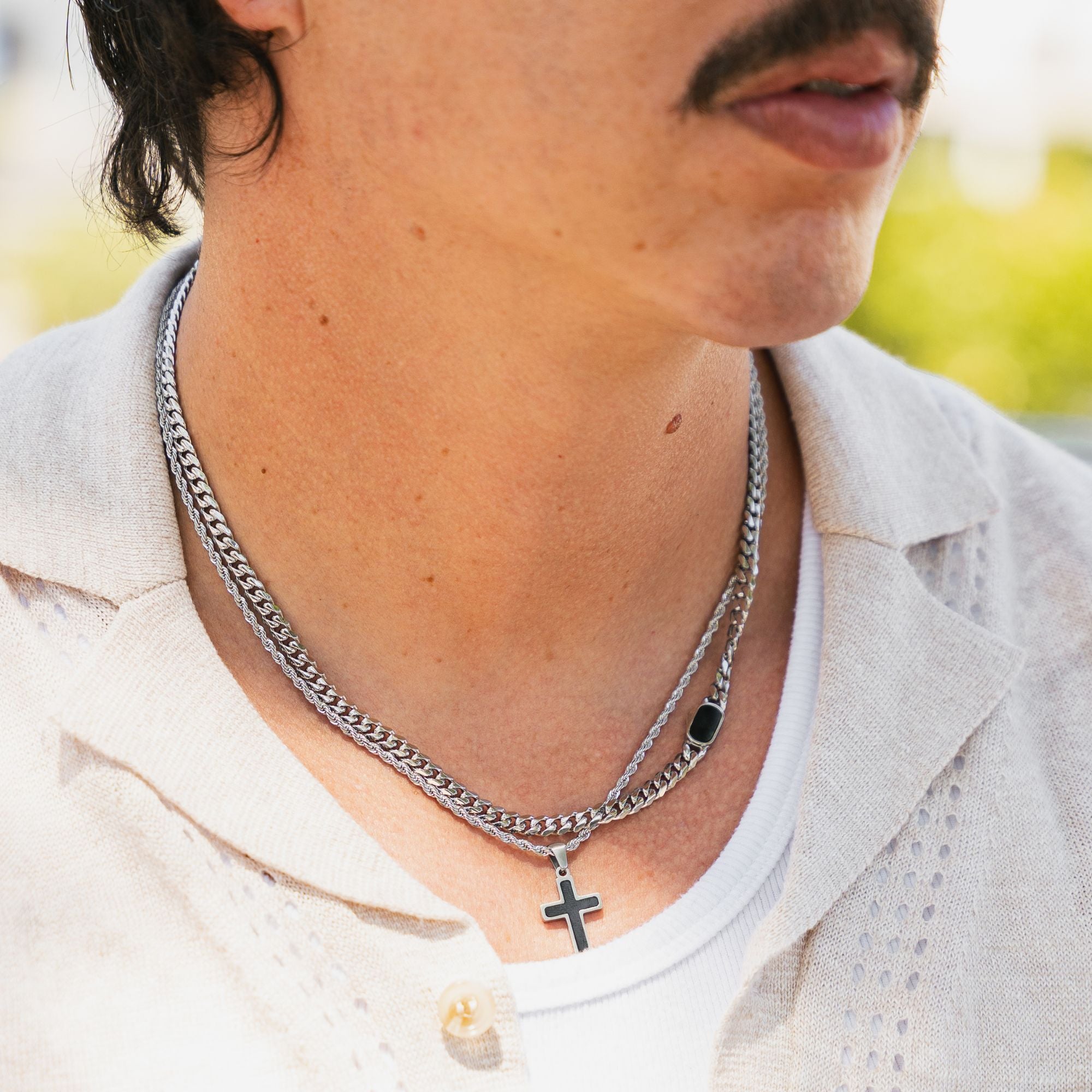 Onyx Cross - Silver