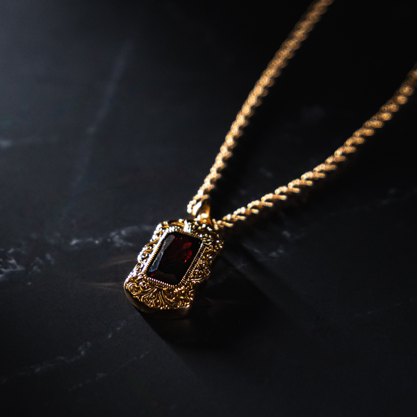 Red & Gold Diamond Pendant Necklace For Men By Twistedpendant