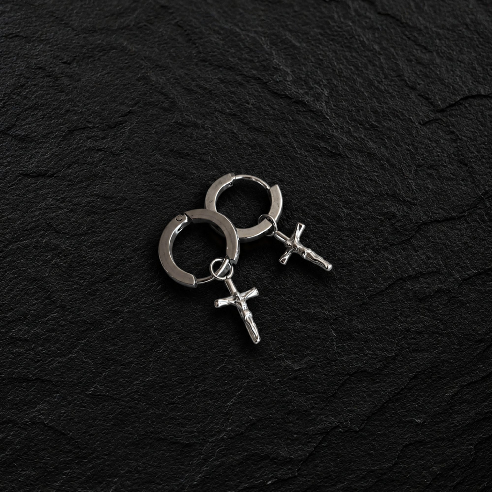 Crucifix Dangle Earring - Silver