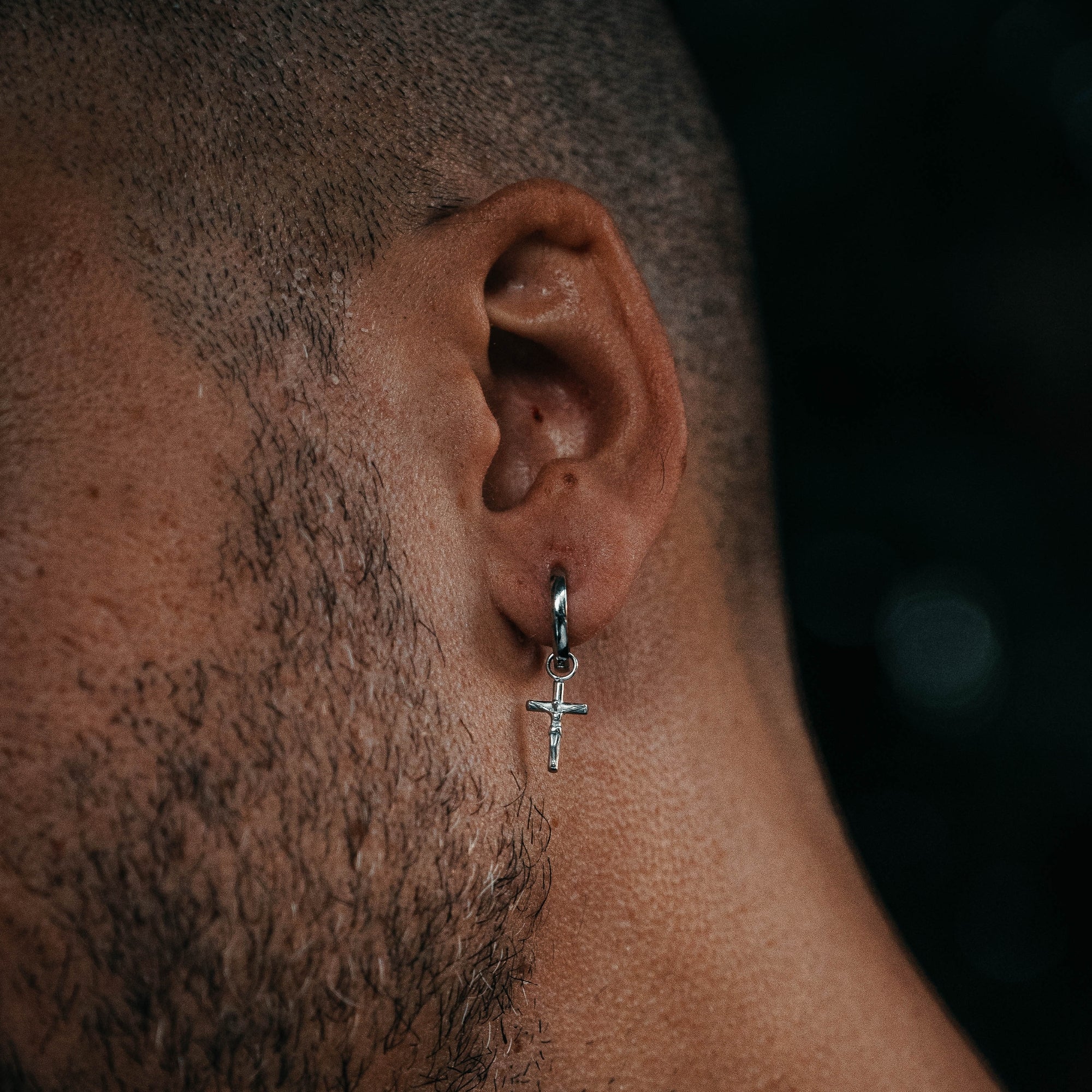 Crucifix Dangle Earring - Silver