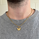 Gold Butterfly Pendant Necklace - Gold Necklace For Men By Twistedpendant