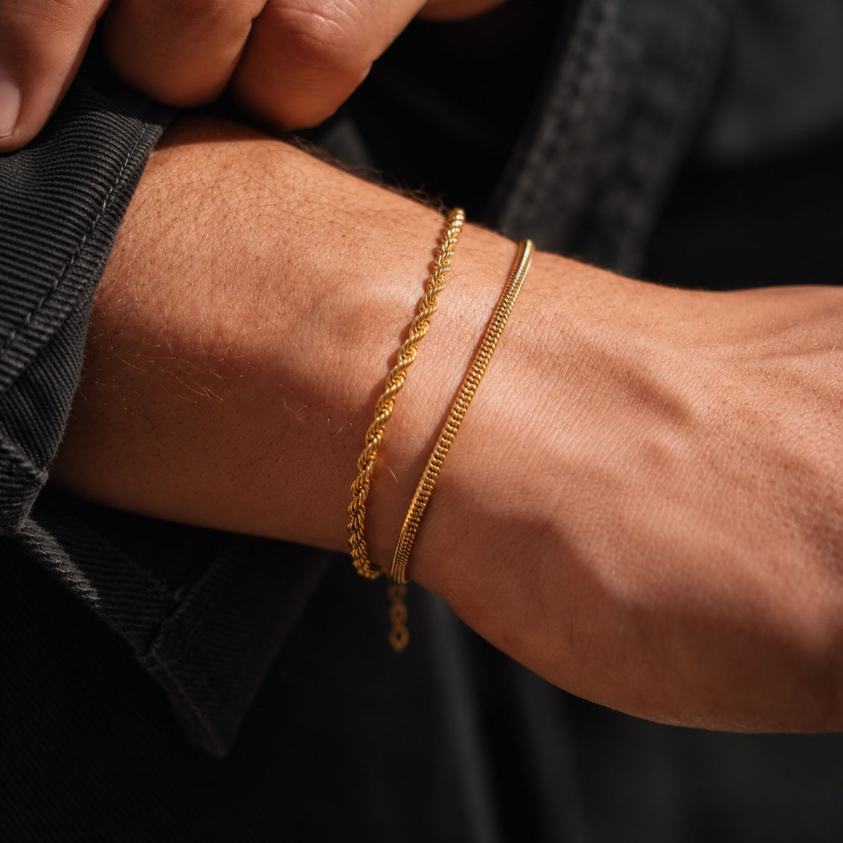 Gold Rope + Snake Stack Bracelet