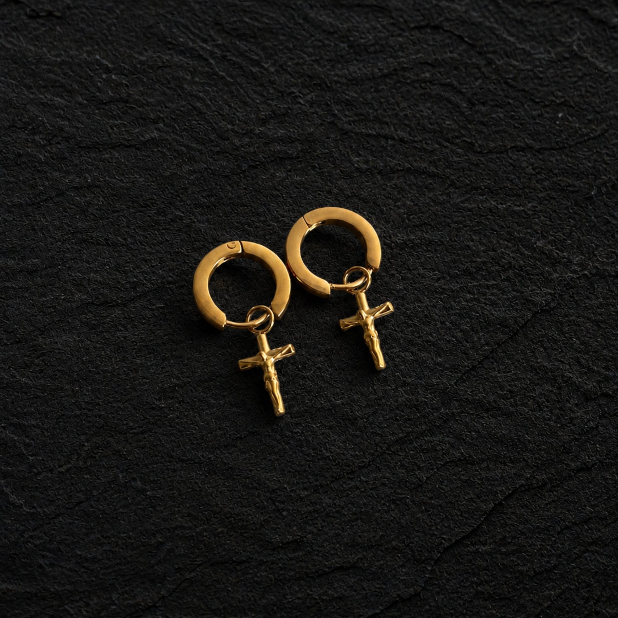 Crucifix Dangle Earring - Gold