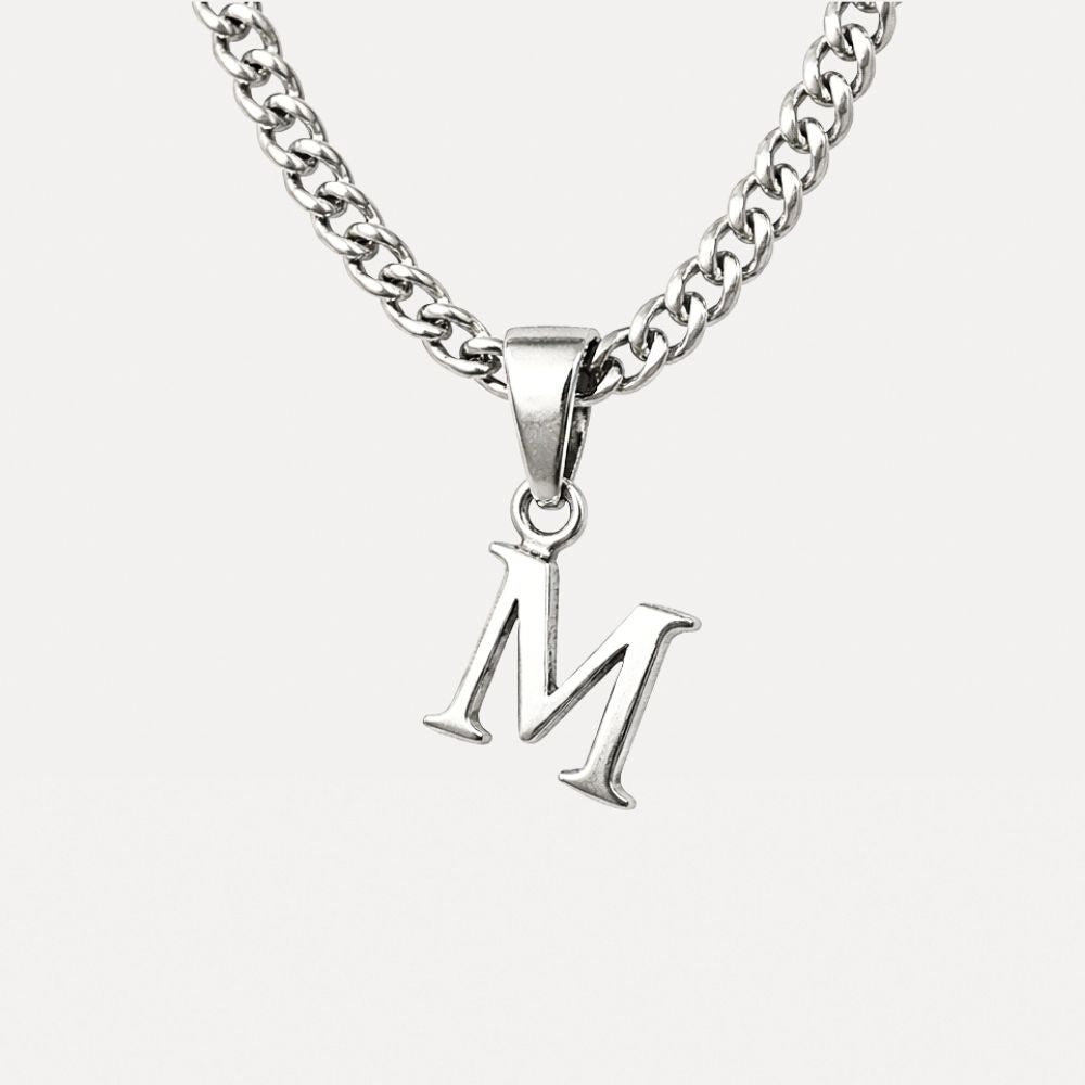 Mini Initial with Cuban Chain - Silver