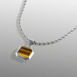 Tigers Eye Gemstone Necklace - Mens Silver Necklace - By Twistedpendant