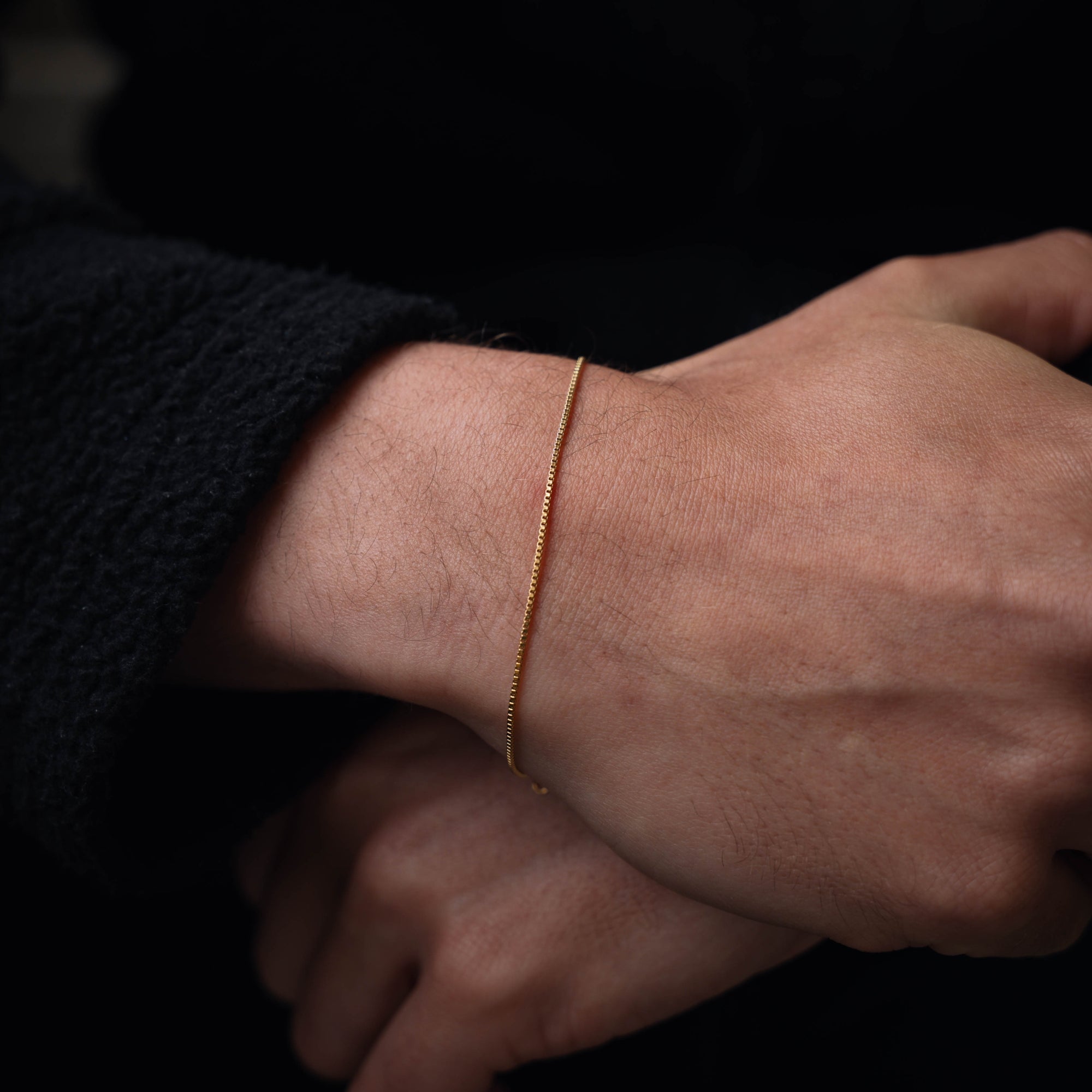 Thin Gold Box Chain (1MM) For Men - Mens Bracelets | Twistedpendant