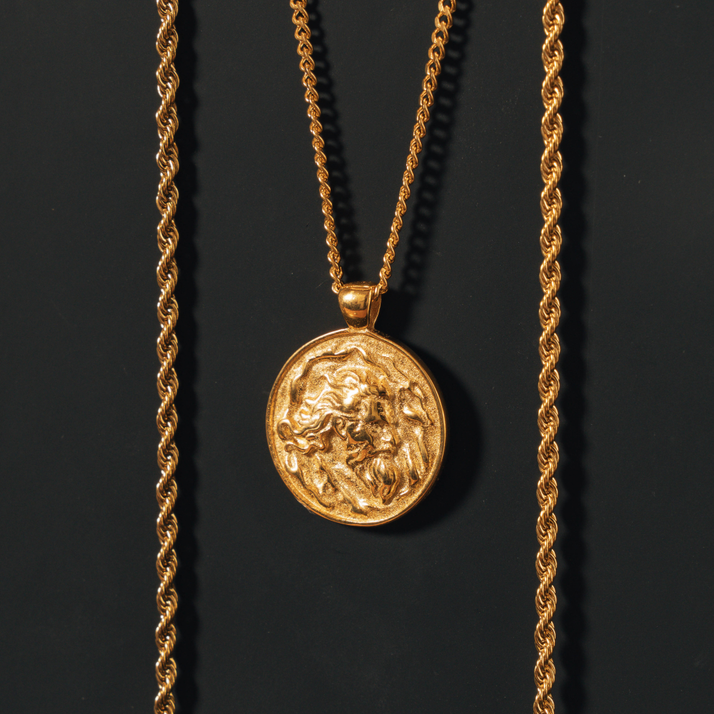 Zeus Greek God Pendant - Mens Gold Necklaces By Twistedpendant