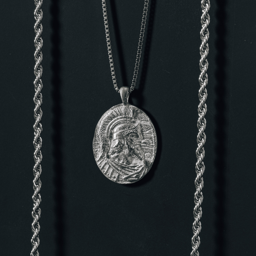 Silver Ares Greek God Pendant Necklace For Men - By Twistedpendant