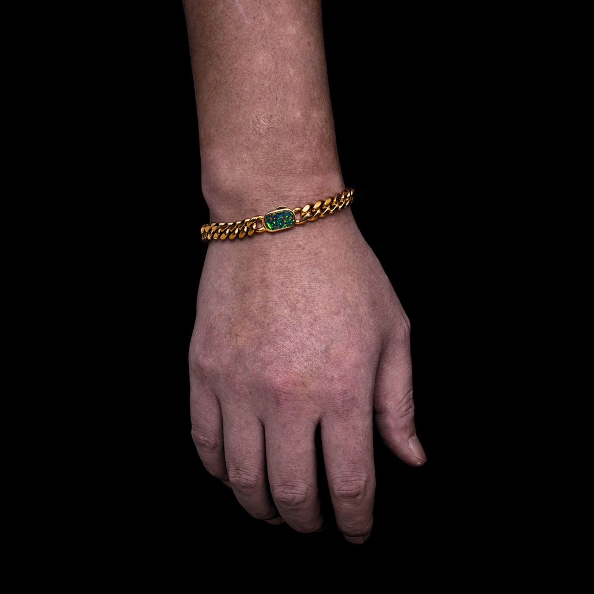 Opal Cuban Set (8MM) - Gold