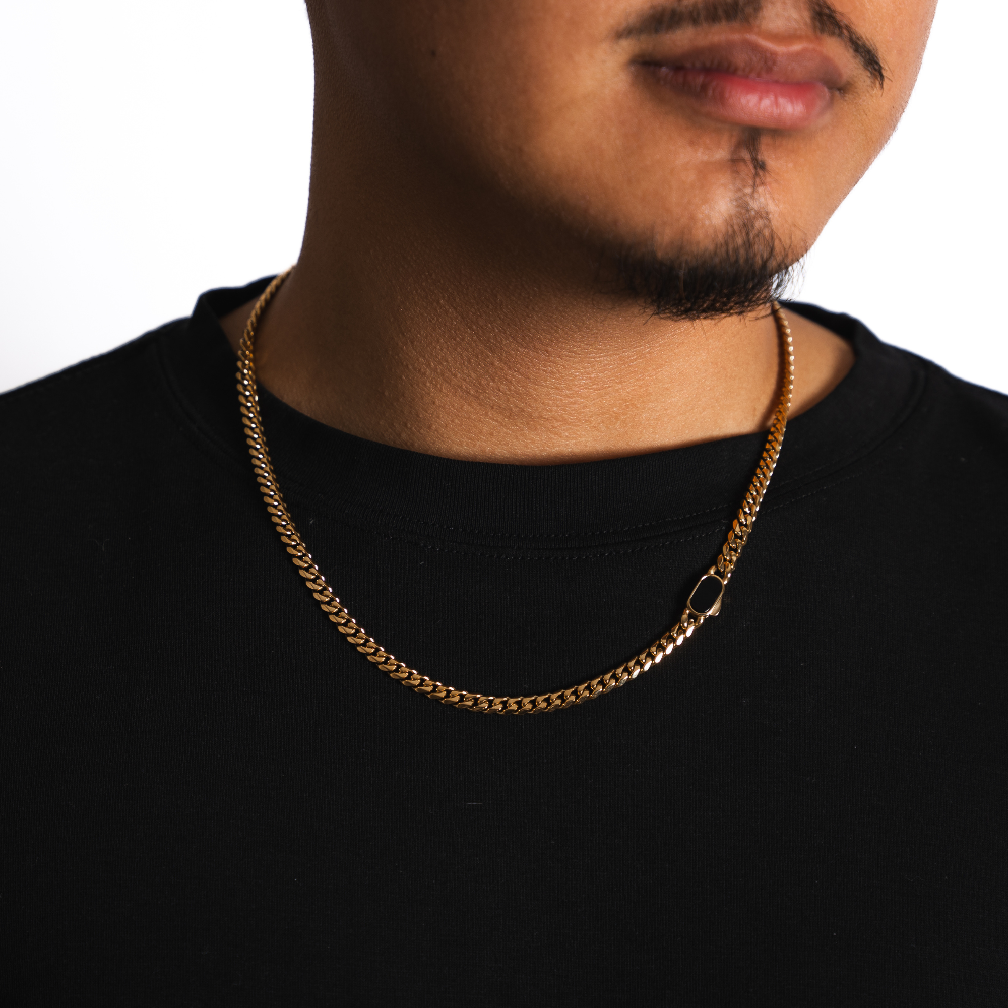 Mens Onyx Cuban Chain (5MM) - Gold Mens Necklace Chains | Twistedpendant