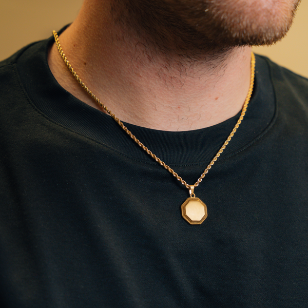 Gold Octagon Pendant - Mens Gold Necklaces - By Twistedpendant