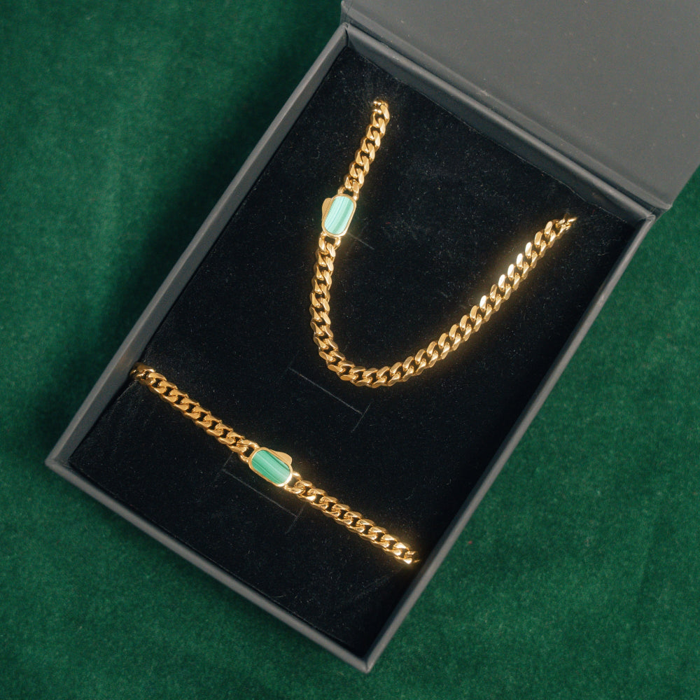 Malachite Cuban Set - Gold