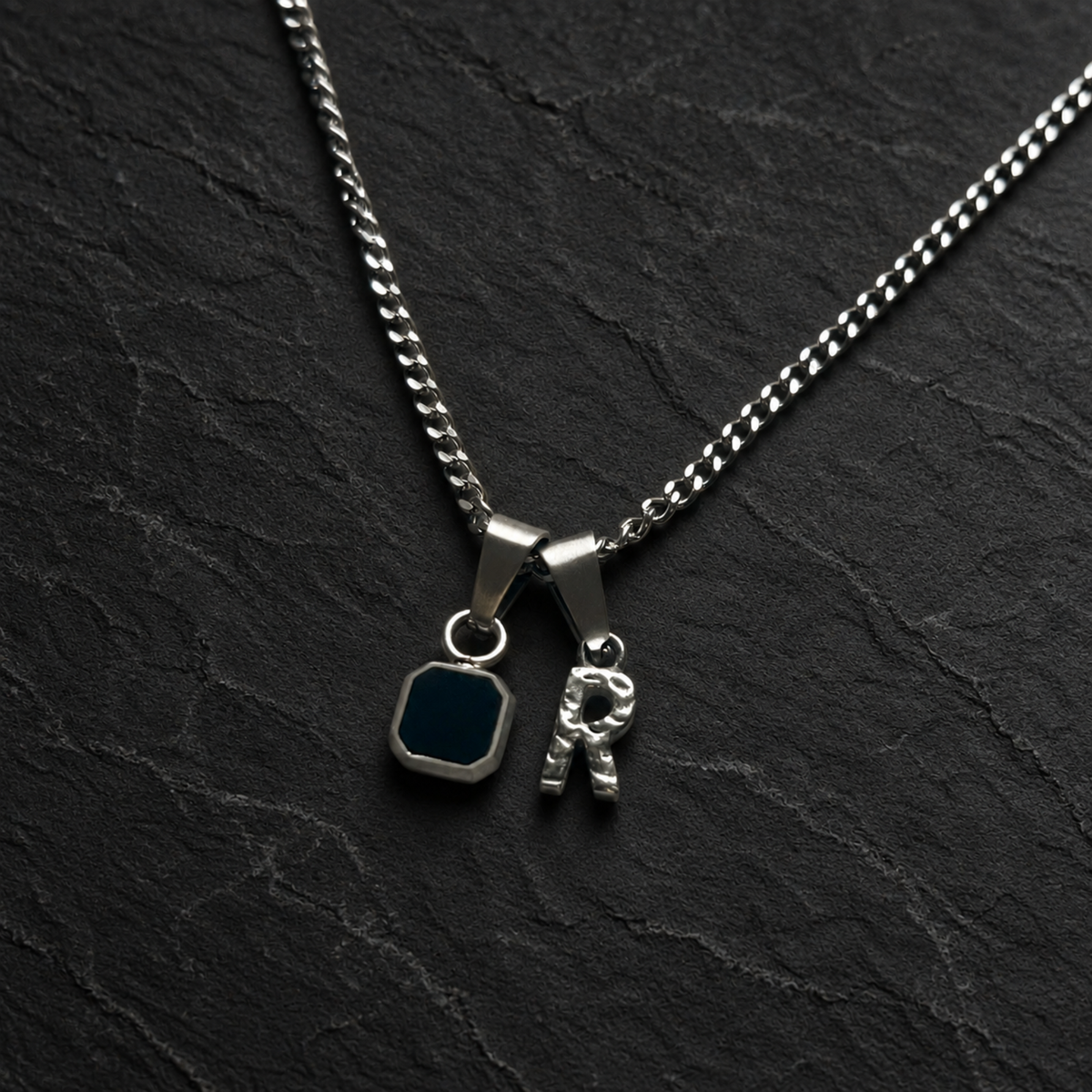 Initial X Onyx Set - Silver