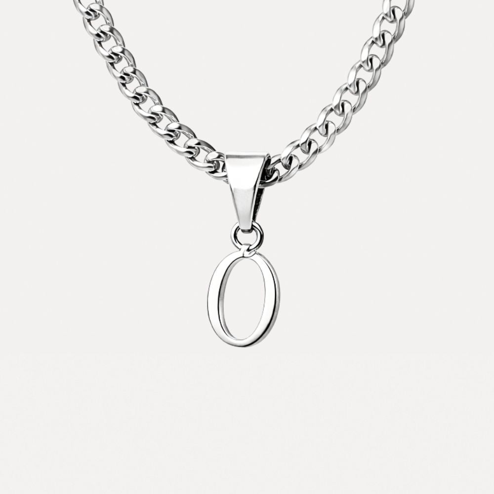 Mini Initial with Cuban Chain - Silver