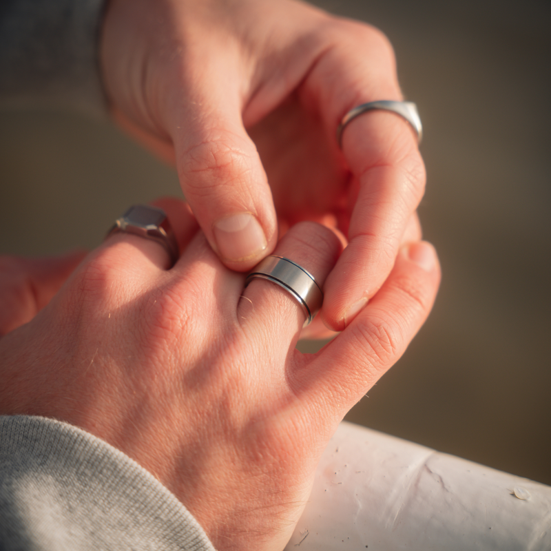 Men's Silver Ring - Matte Finished Men's Silver Band Rings | Twistedpendant