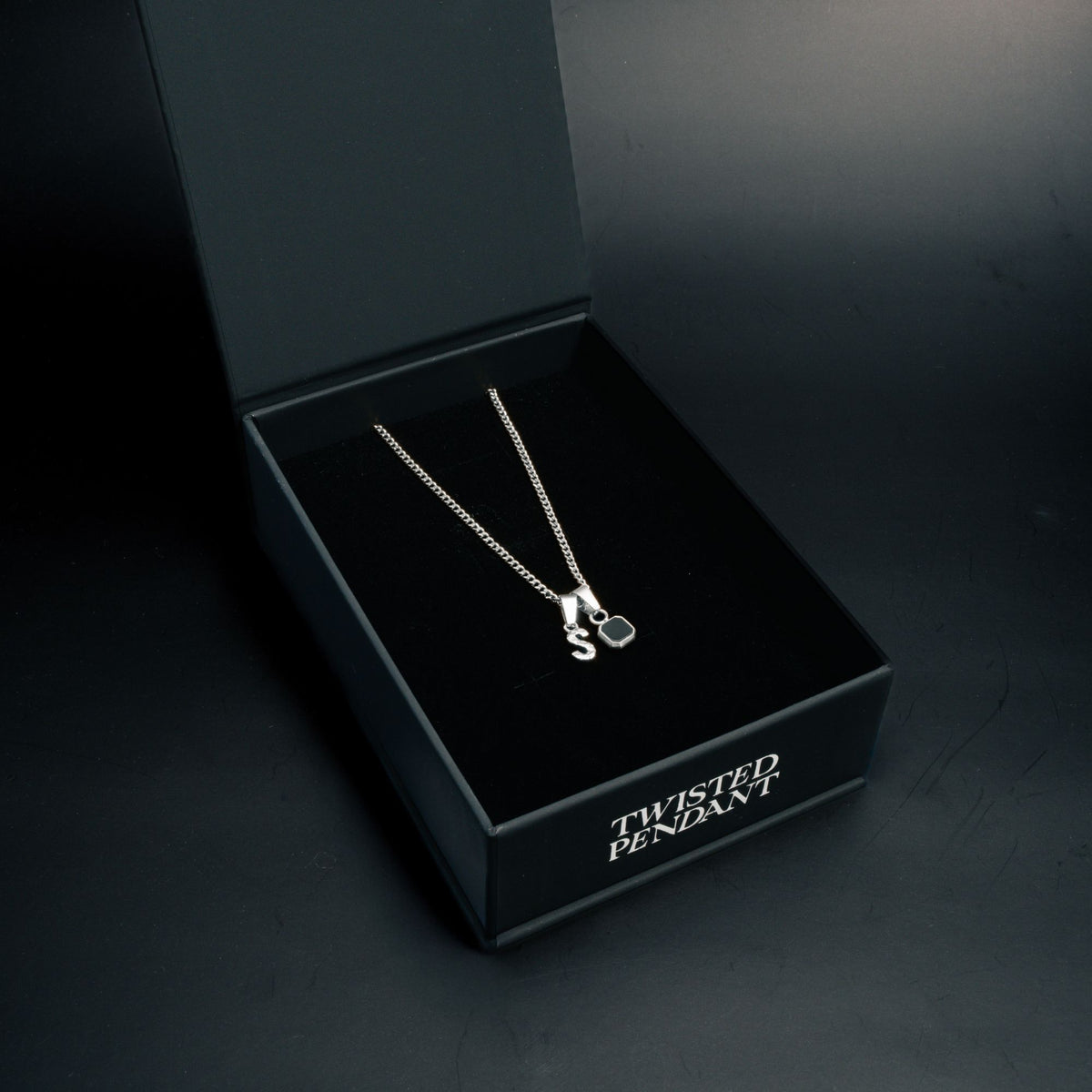 Initial X Onyx Set - Silver