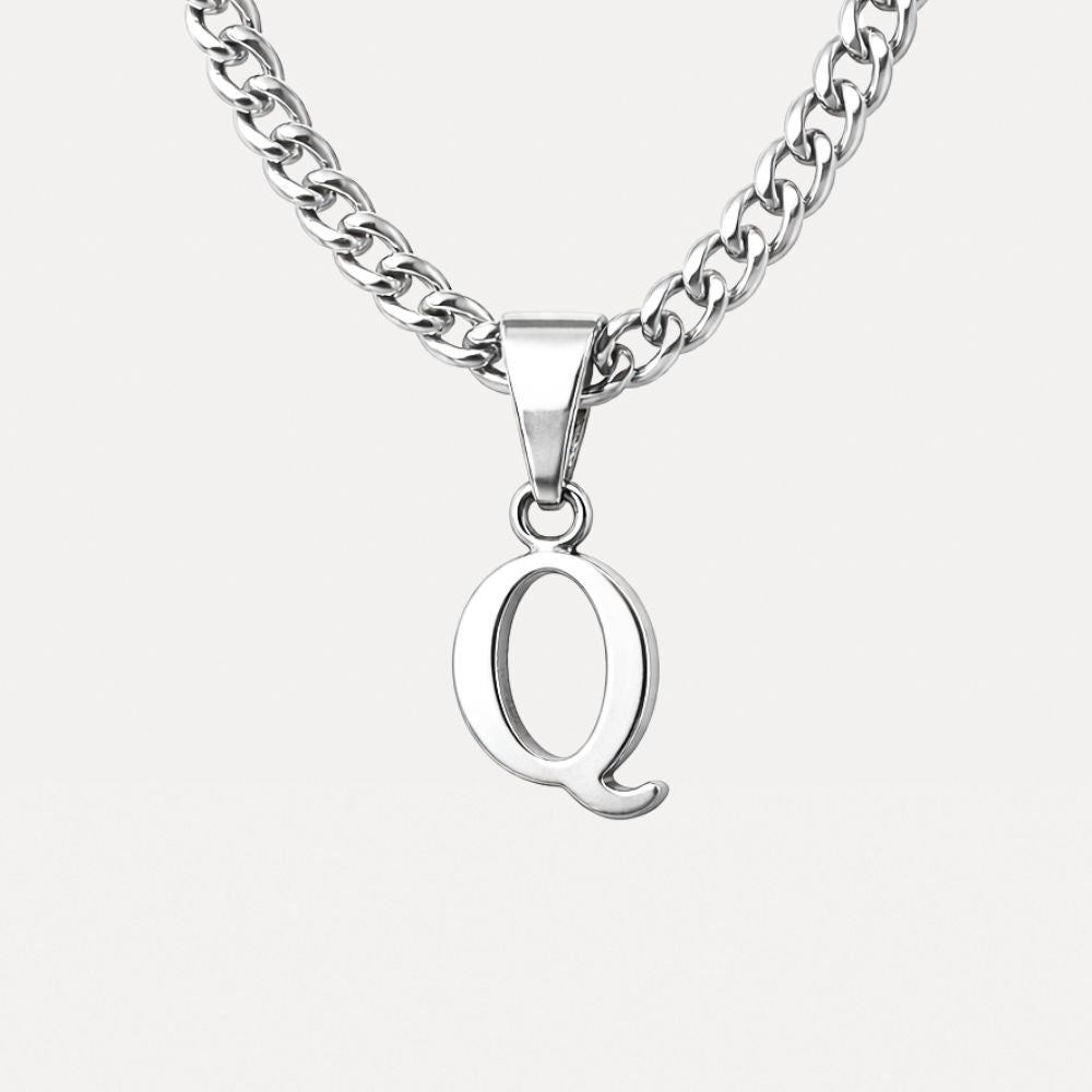 Mini Initial with Cuban Chain - Silver