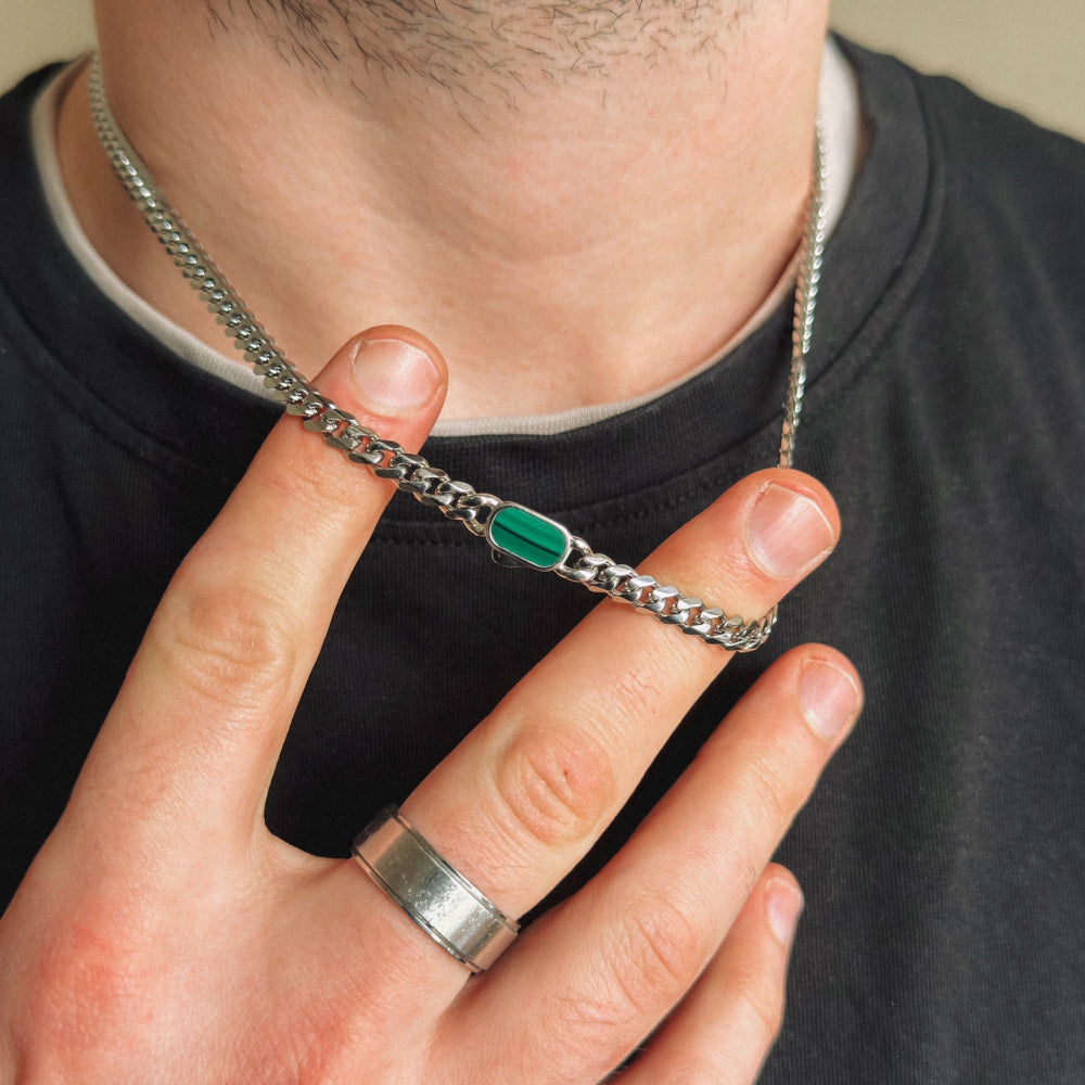 Malachite Cuban Chain (5MM) - Silver