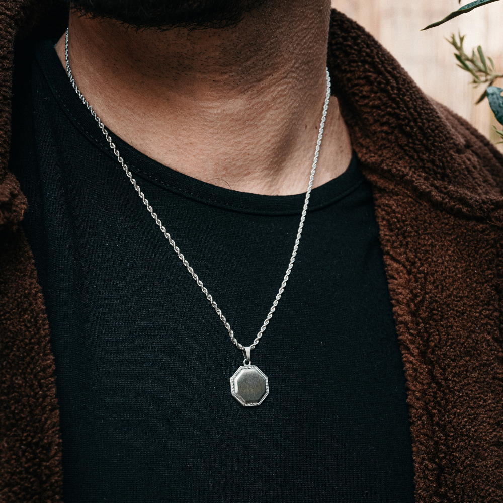 Silver Octagon Pendant - Silver Pendant Necklaces - By Twistedpendant