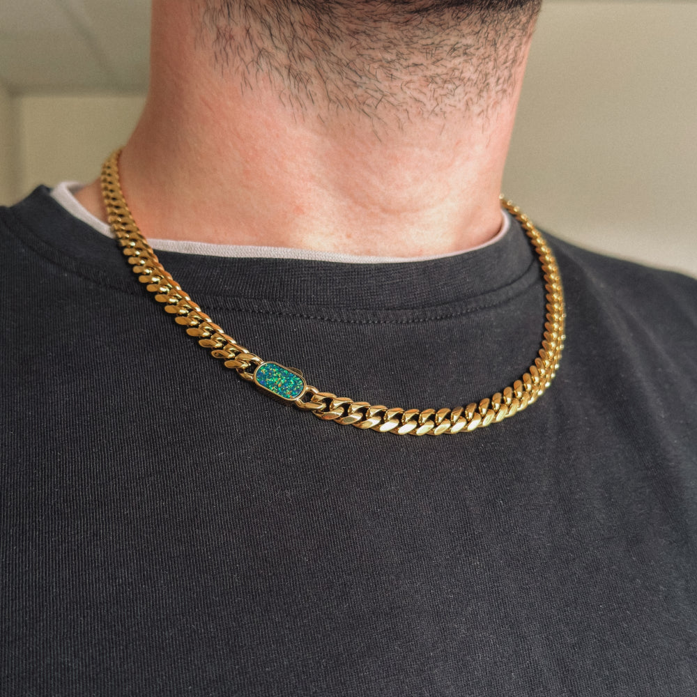 Opal Cuban Set (8MM) - Gold