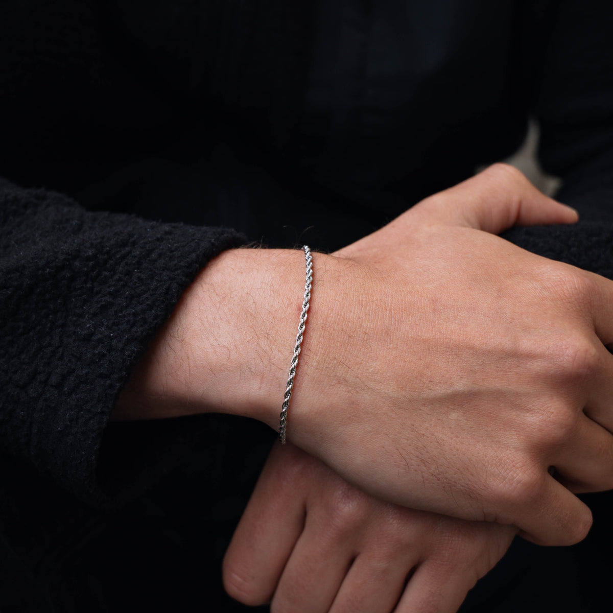 Silver Rope + Snake Stack Bracelet